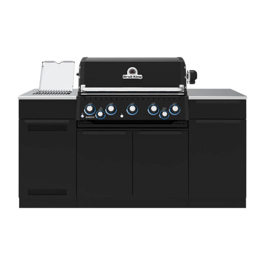Broil King Baron Shadow 590i 4-Burner Gas Grill With Rotisserie & Side Burner Grill Island