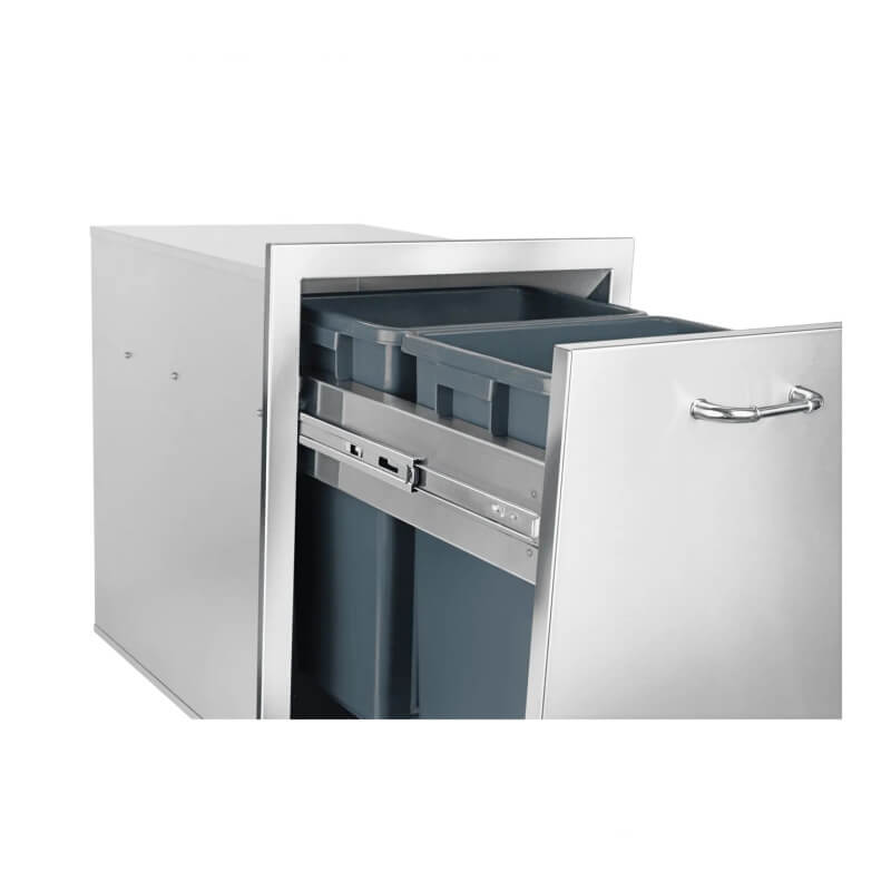 Bull 18 Inch Stainless Steel Double Trash/Recycle Pull-Out Drawer With Reveal - 56950
