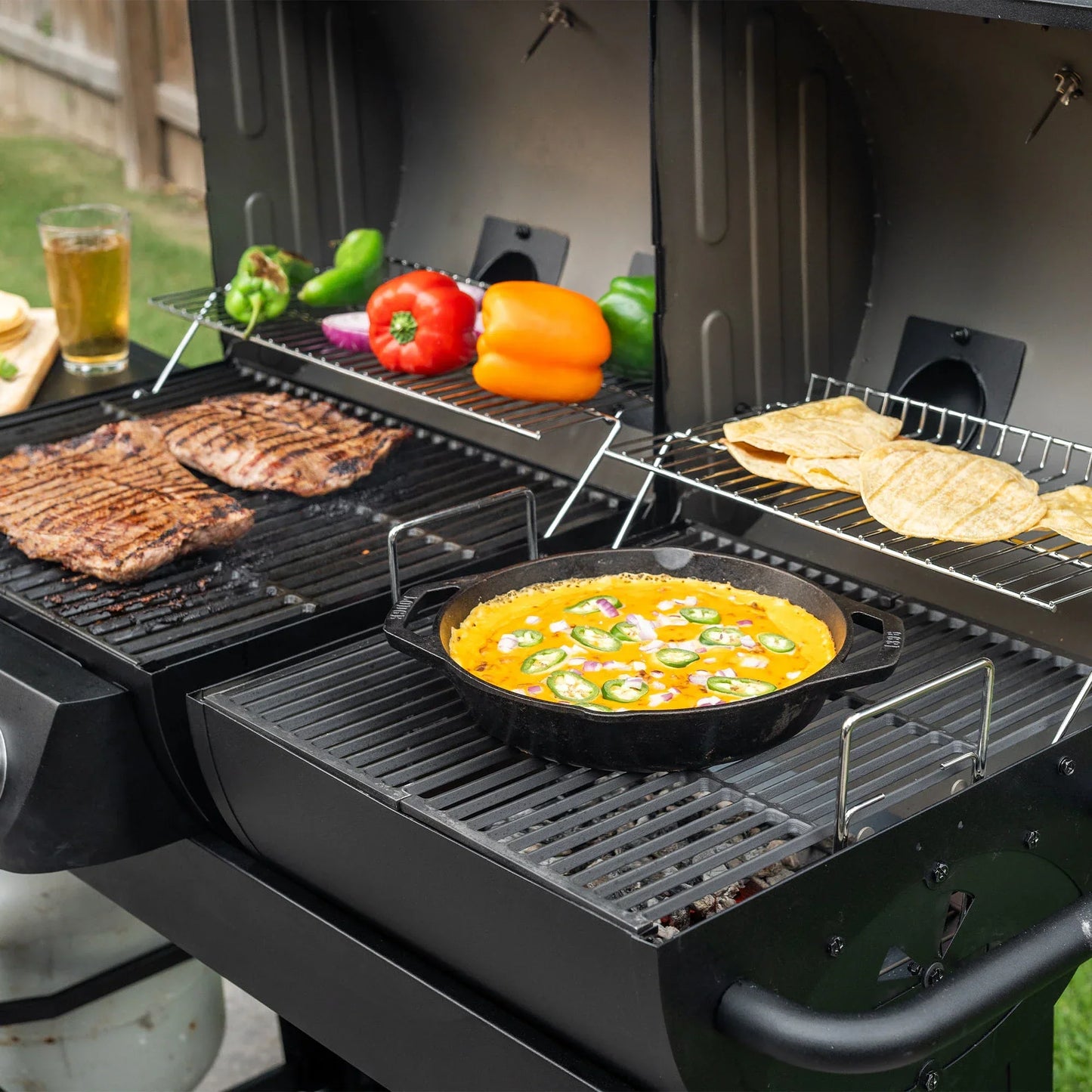 Char-Griller Dual-Fuel Pro™ 3-Burner Gas and Charcoal Grill Smoker