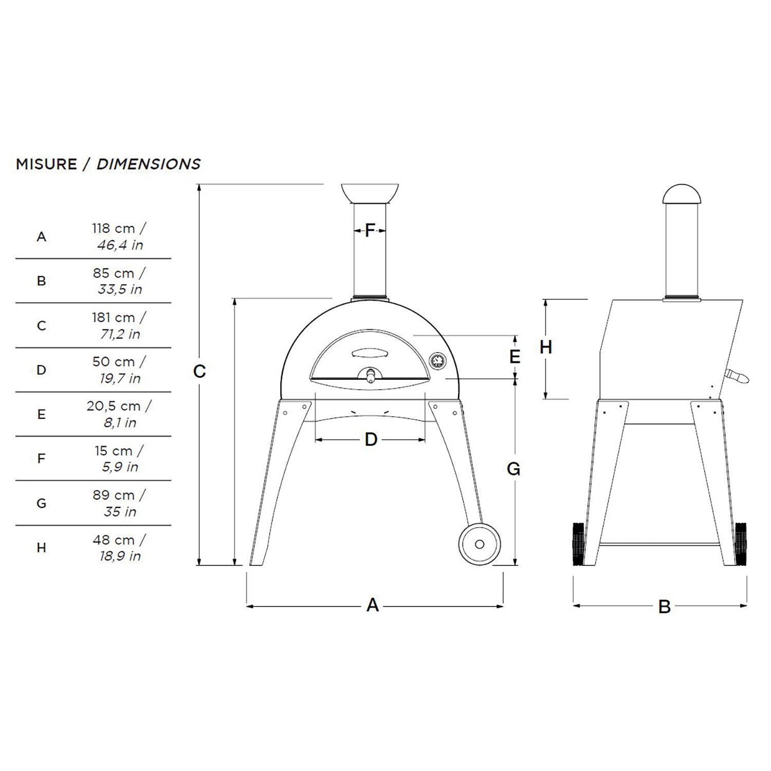 Alfa Ciao 27-Inch Countertop Wood-Fired Pizza Oven