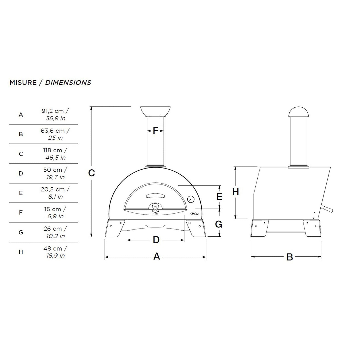 Alfa Ciao 27-Inch Countertop Wood-Fired Pizza Oven