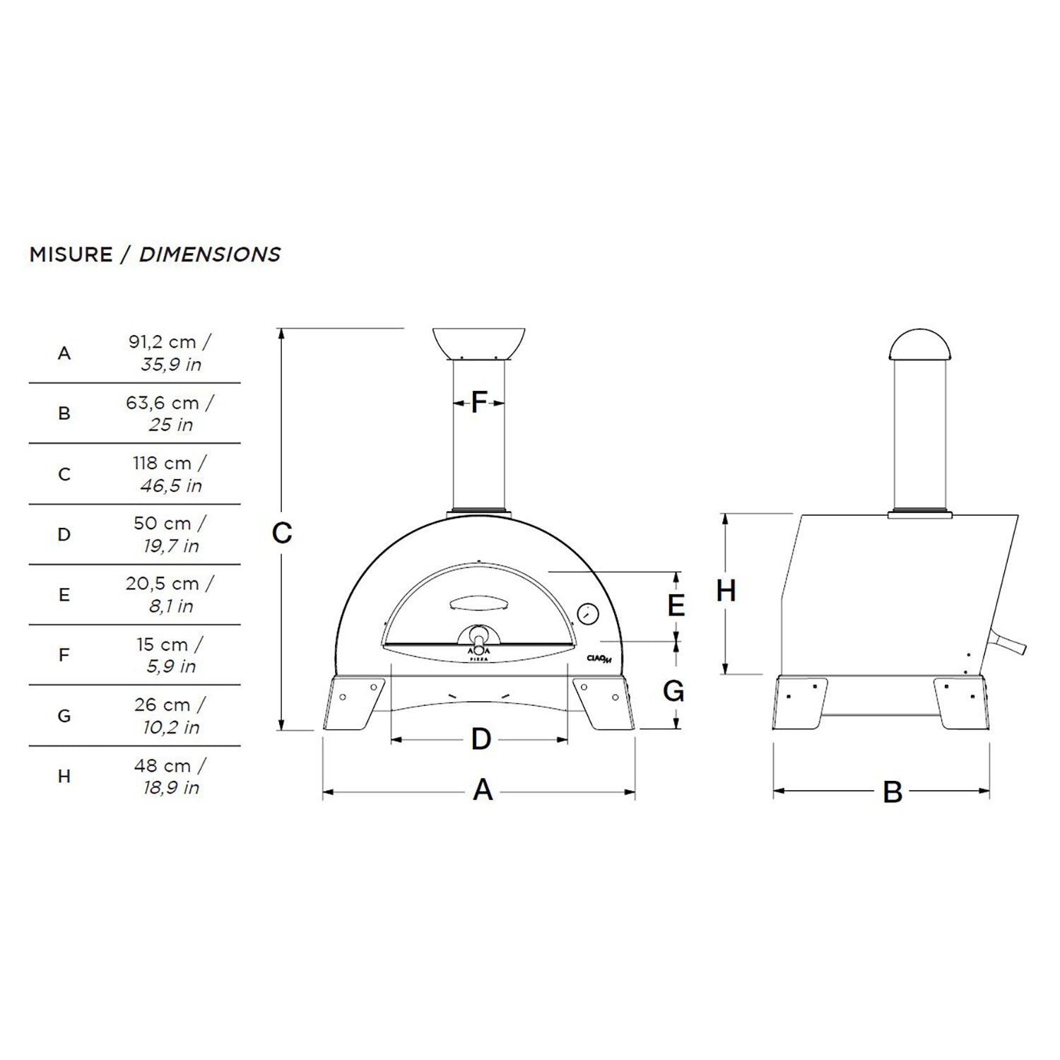 Alfa Ciao 27-Inch Countertop Wood-Fired Pizza Oven