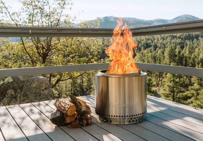 Solo Stove Bonfire Fire Pit on Deck in the woods - Lifestyle Image