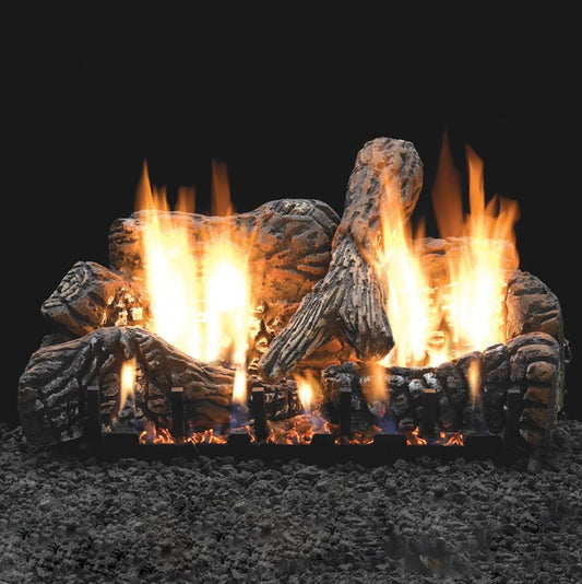 Empire Charred Oak Vented Ceramic Fiber Complete Fireplace Gas Log Set