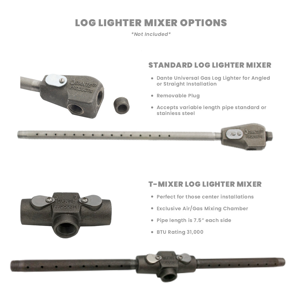 Dante Stainless Steel Gas Fireplace Log Lighter Burner Pipe