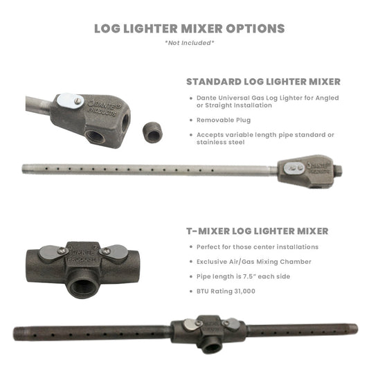 Dante Stainless Steel Gas Fireplace Log Lighter Burner Pipe