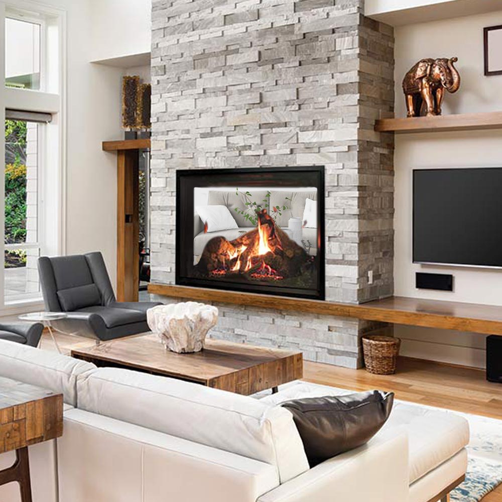 Empire 40 Inch Rushmore Clean-Face Direct Vent Double Sided Fireplace with Log Set - DVCT40CSP