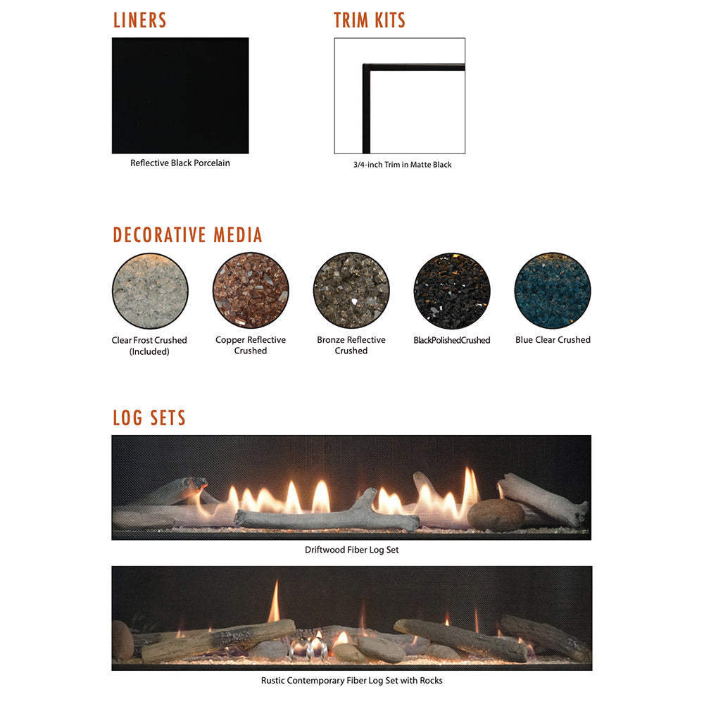 Empire Loft 36 Inch Direct Vent Contemporary Fireplace with Clear Crushed Glass - DVL36BP