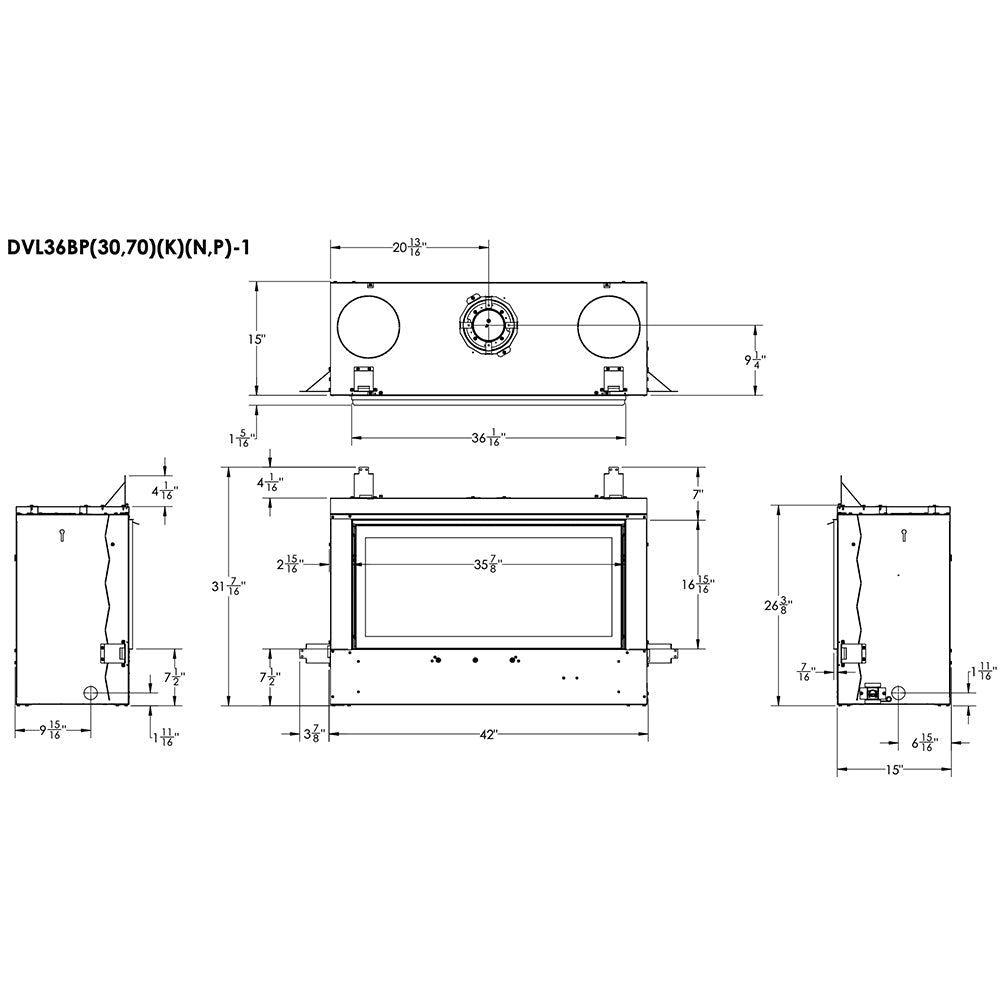 Empire Loft 36 Inch Direct Vent Contemporary Fireplace with Clear Crushed Glass - DVL36BP