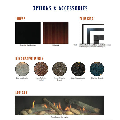 Empire Boulevard 36-Inch Direct Vent Linear Gas Fireplace with Matte Black Liner, Crushed Glass, Multi-Function Remote - DVLL36BP92