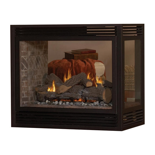 Empire 36 Inch Tahoe Direct Vent Premium Peninsula See-Through Gas Fireplace - DVP36P