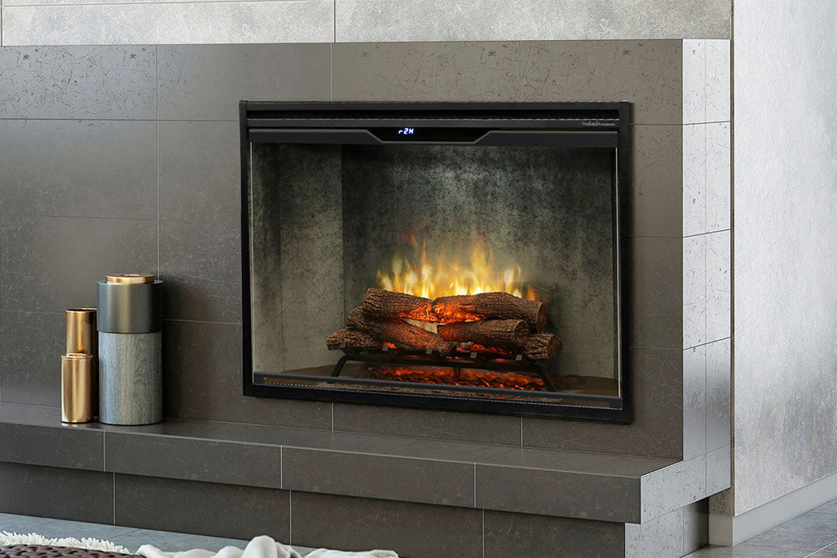 New Dimplex Revillusion 42 inch Built-In Electric Firebox w/ Glass and Plug Kit | Weathered Concrete
