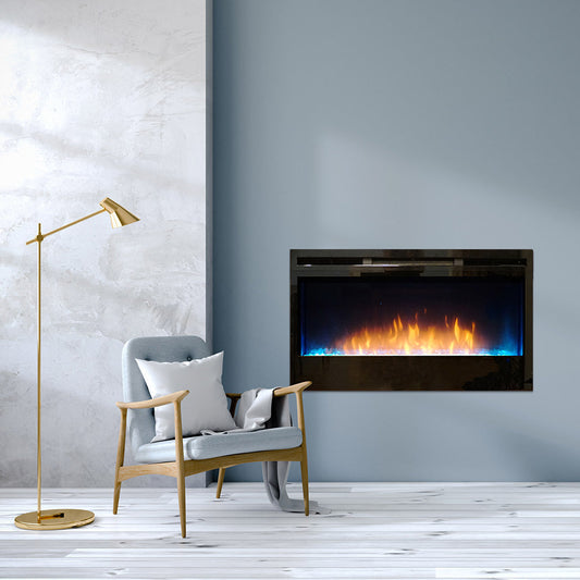 Empire Nexfire 34-Inch Linear Electric Fireplace with LED Lights, Valve and Crushed Glass - EBL34