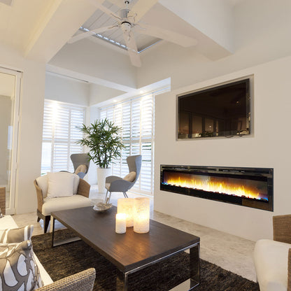 Empire Nexfire 74-Inch Linear Electric Fireplace with LED Lights, Valve and Crushed Glass - EBL74