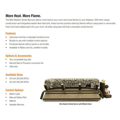 Empire Elite Radiant Vented Gas Burner with Manual Safety Pilot - BFM-MT