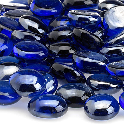 American Fire Glass 1/2-Inch Fire Glass Beads, 10-Pounds, Royal Blue Luster