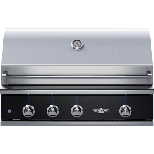 Delta Heat 38-Inch 3-Burner Built-In Gas Grill With Infrared Rotisserie & Black Control Panel