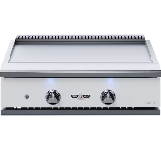 Delta Heat 32" Built-In Flat Top Griddle Teppanyaki Grill With White Control Panel