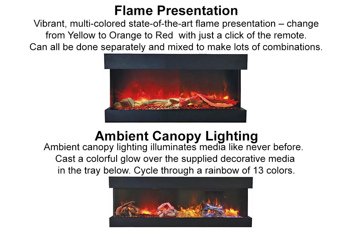 Amantii Panorama Tru View Slim 72-inch 3-Sided Built In Indoor/Outdoor Electric Fireplace