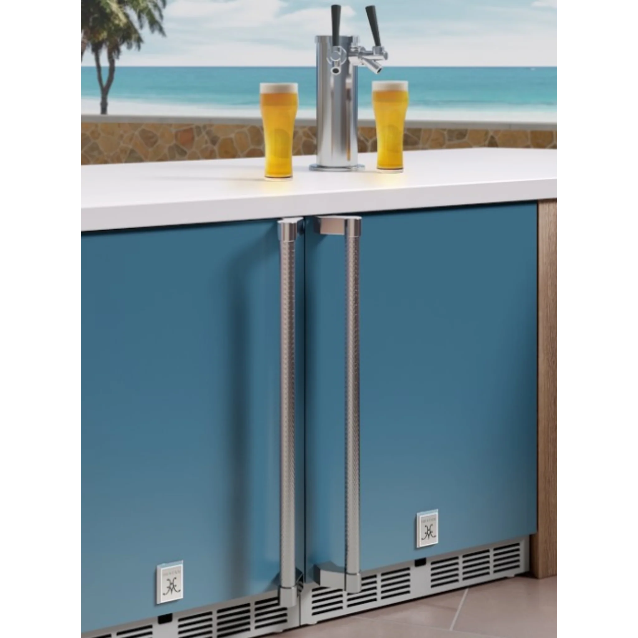 Hestan 24" Outdoor Solid Door Double Faucet Beer Dispenser with Lock - GFDS242