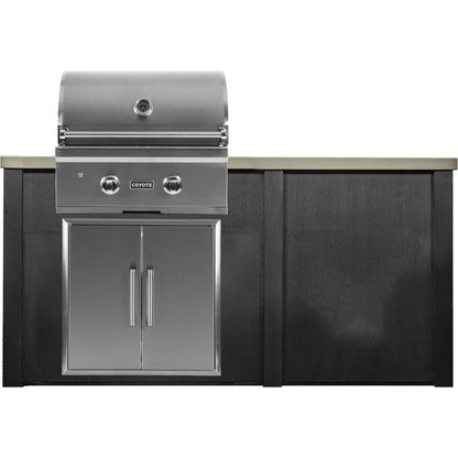 Haven 5.5 Ft. Outdoor Kitchen Island with Coyote Plain Panel, 28-Inch Gas Grill & Double Access Doors