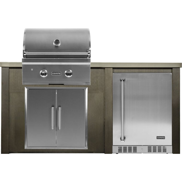 Haven Outdoor - 5.5 Foot Kitchen Island with 24-Inch Refrigerator, Coyote Gas Grill & Double Access Door - HCOY66REF-AB-LP