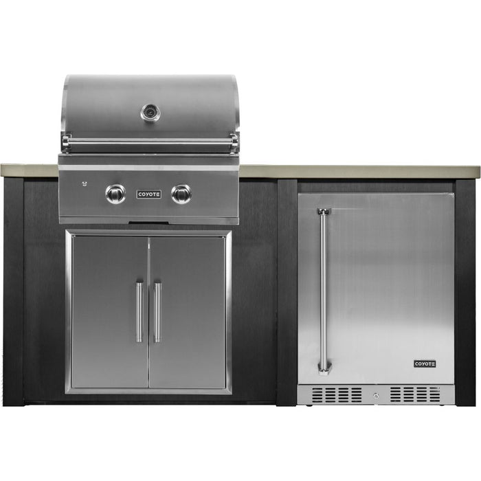 Haven Outdoor - 5.5 Foot Kitchen Island with 24-Inch Refrigerator, Coyote Gas Grill & Double Access Door - HCOY66REF-AB-LP