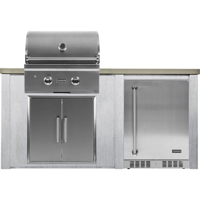 Haven Outdoor - 5.5 Foot Kitchen Island with 24-Inch Refrigerator, Coyote Gas Grill & Double Access Door - HCOY66REF-AB-LP