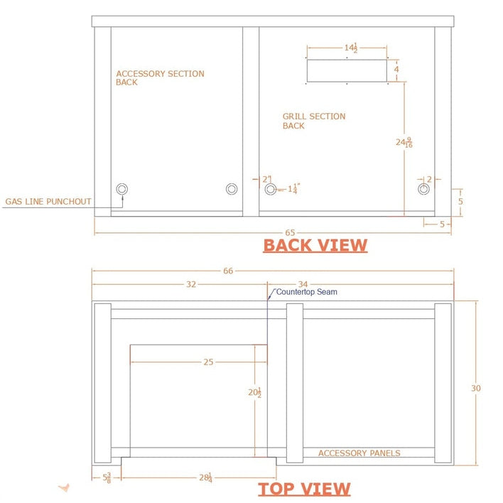 Haven Outdoor - 5.5 Foot Kitchen Island with 24-Inch Refrigerator, Coyote Gas Grill & Double Access Door - HCOY66REF-AB-LP