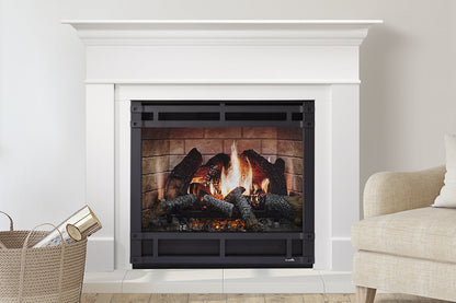 SimpliFire Inception 36" Virtual Fireplace | Wescott Mantel Package | Halston Front