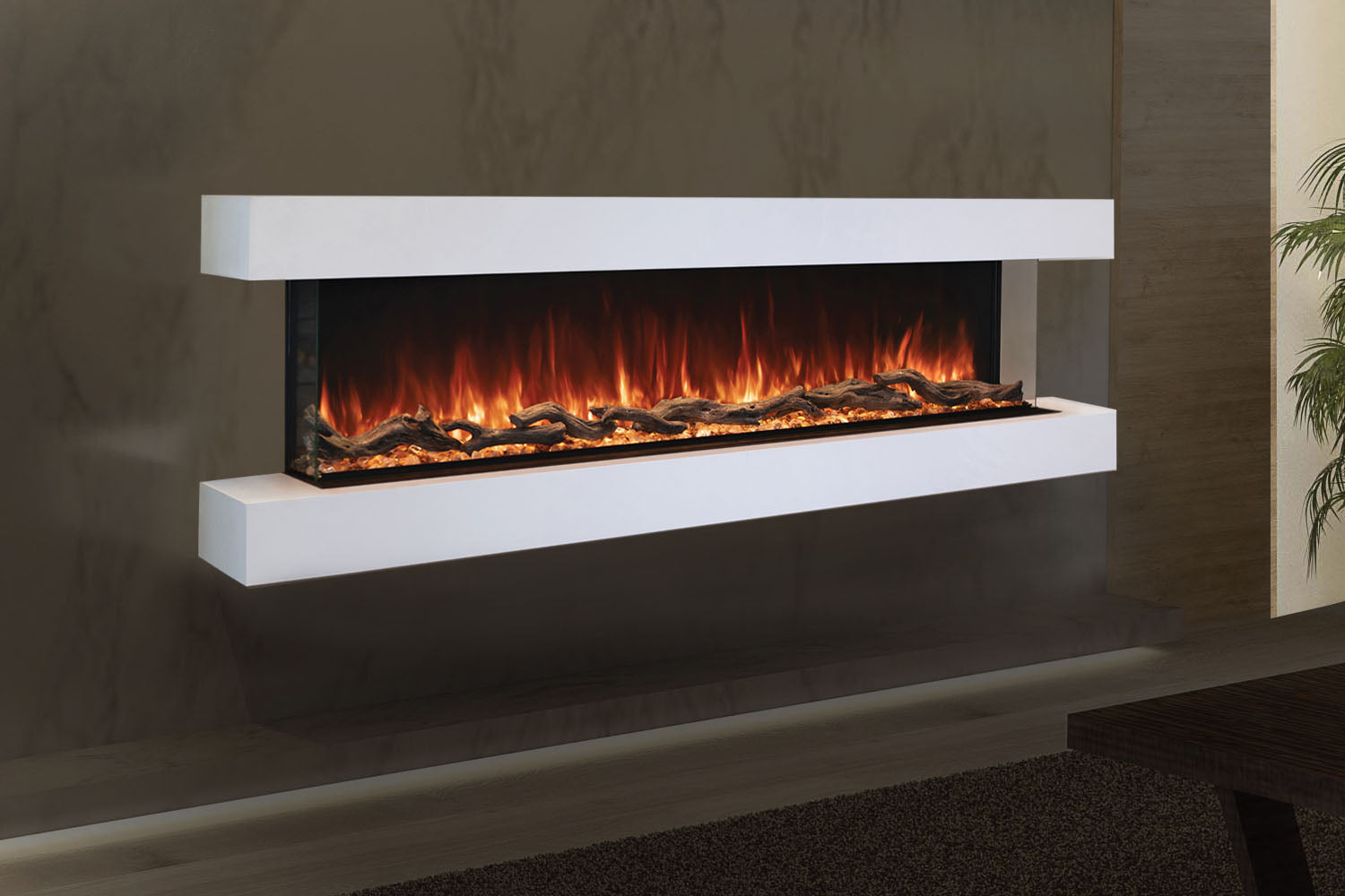 Modern Flames Landscape Pro 58'' Electric Fireplace Wall Mount Studio Suite | White Ready to Paint