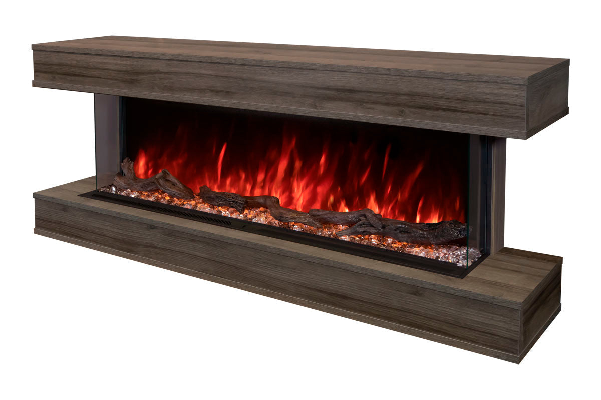 Modern Flames Landscape Pro 58'' Studio Suite Wall Mount Mantel Package | Driftwood Grey