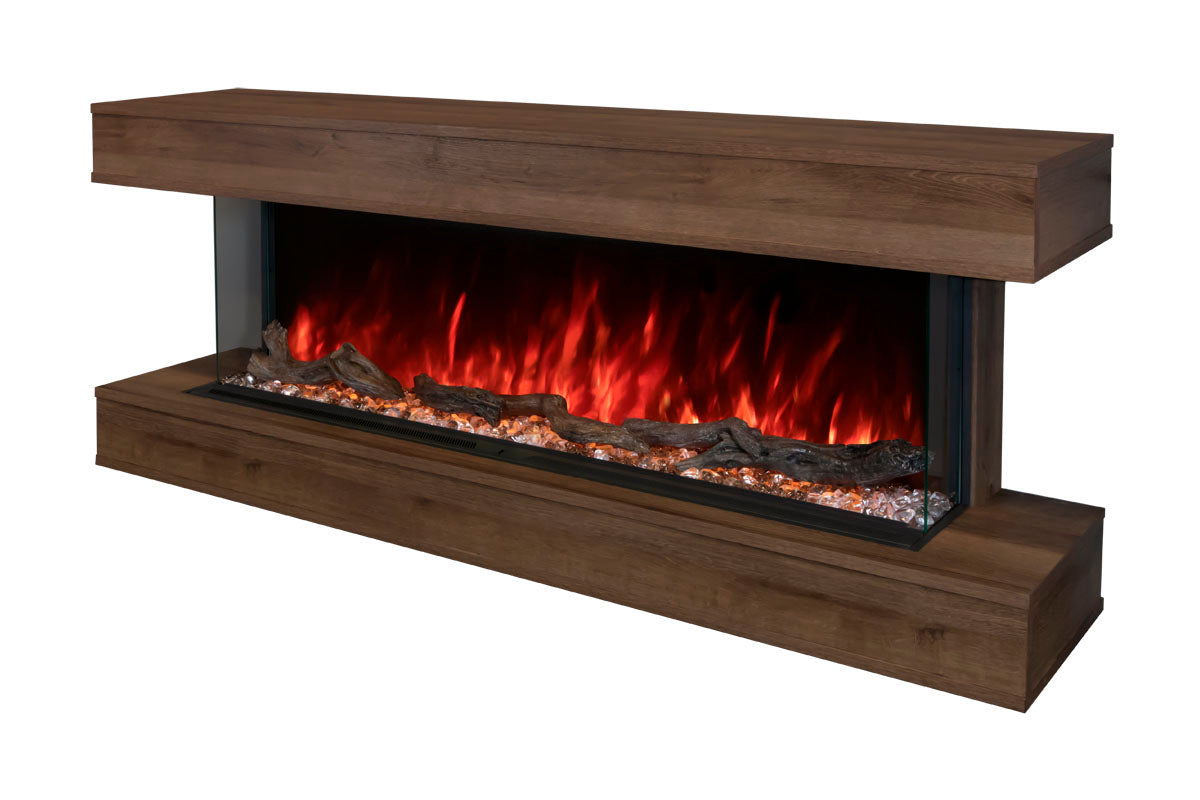 Modern Flames Landscape Pro 58'' Studio Suite Wall Mount Mantel Package | Weathered Walnut