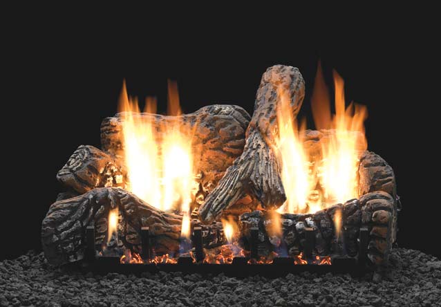 Empire Ceramic Fiber Charred Oak Complete Fireplace Gas Log Set