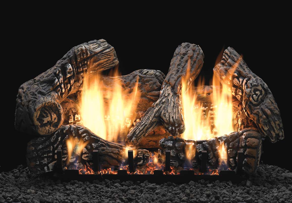 Empire Ceramic Fiber Super Charred Oak Complete Fireplace Gas Log Set