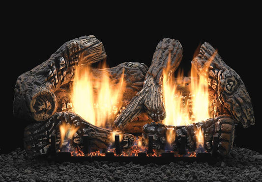 Empire Ceramic Fiber Super Charred Oak Complete Fireplace Gas Log Set