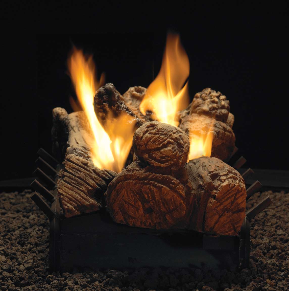 Empire Ceramic Fiber Stone River Multi-Sided Complete Fireplace Gas Log Set