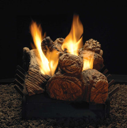 Empire Ceramic Fiber Stone River Multi-Sided Complete Fireplace Gas Log Set