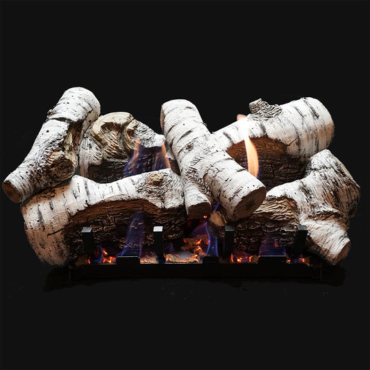 Empire Birch Vented Burncrete Complete Fireplace Gas Log Set