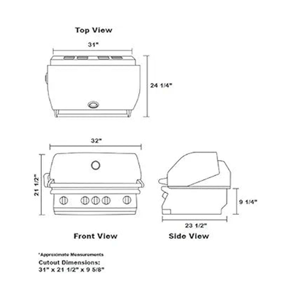 Lion 75000 32-Inch 4-Burner  Stainless Steel Built-In Gas Grill