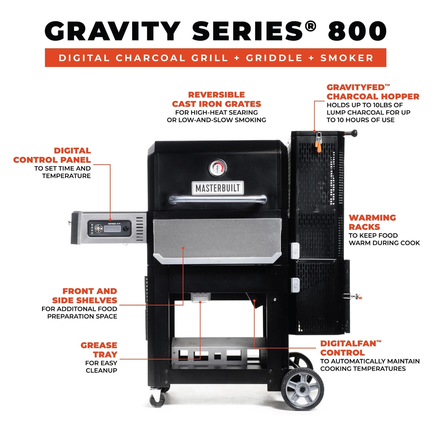 Masterbuilt Gravity Series® 800 Digital Charcoal Griddle + Grill + Smoker