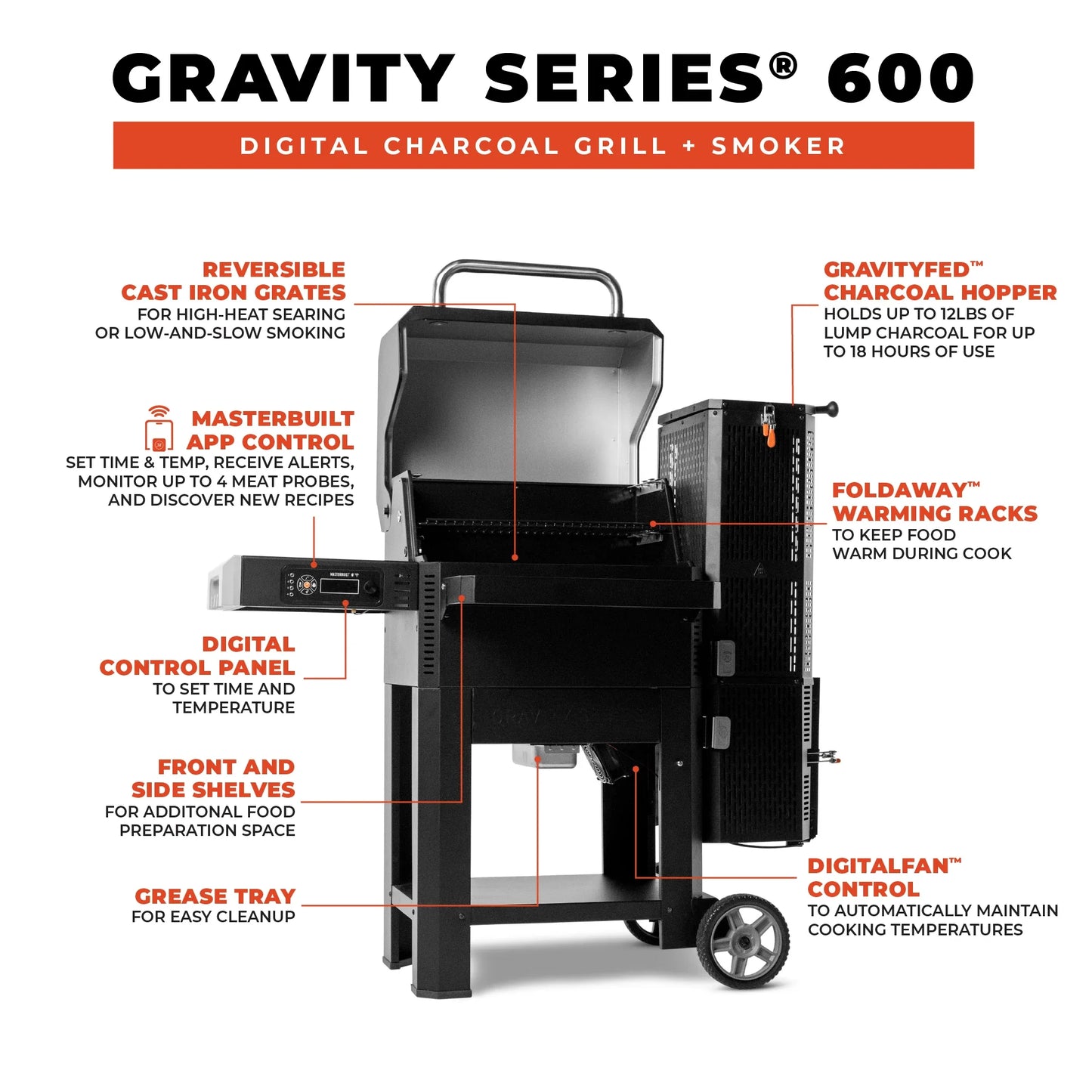 Gravity Series® 600 Digital Charcoal Grill + Smoker