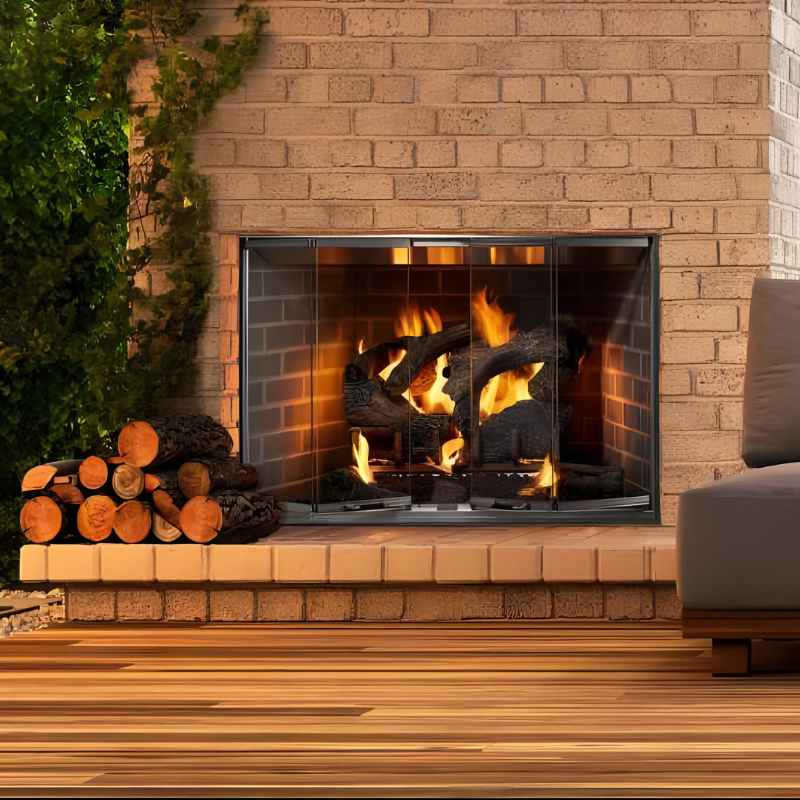 Majestic 36 Inch Cottagewood Outdoor Wood Burning Fireplace Lifestyle Image
