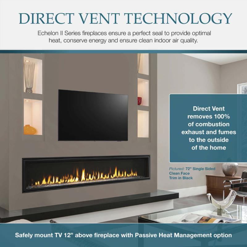 Majestic Echelon II 72" Linear Direct Vent Gas Fireplace | ECHEL72IN