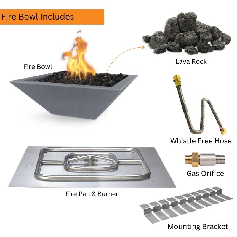 Maya 36-Inch Square Powder Coated Fire Bowl