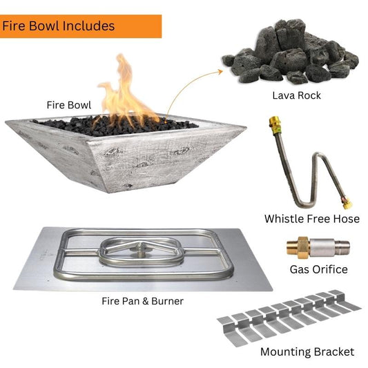 Maya 30-Inch Wood Grain Concrete Fire Bowl