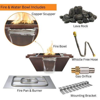 Maya 30-Inch Copper 4-Way Spill Fire & Water Bowl