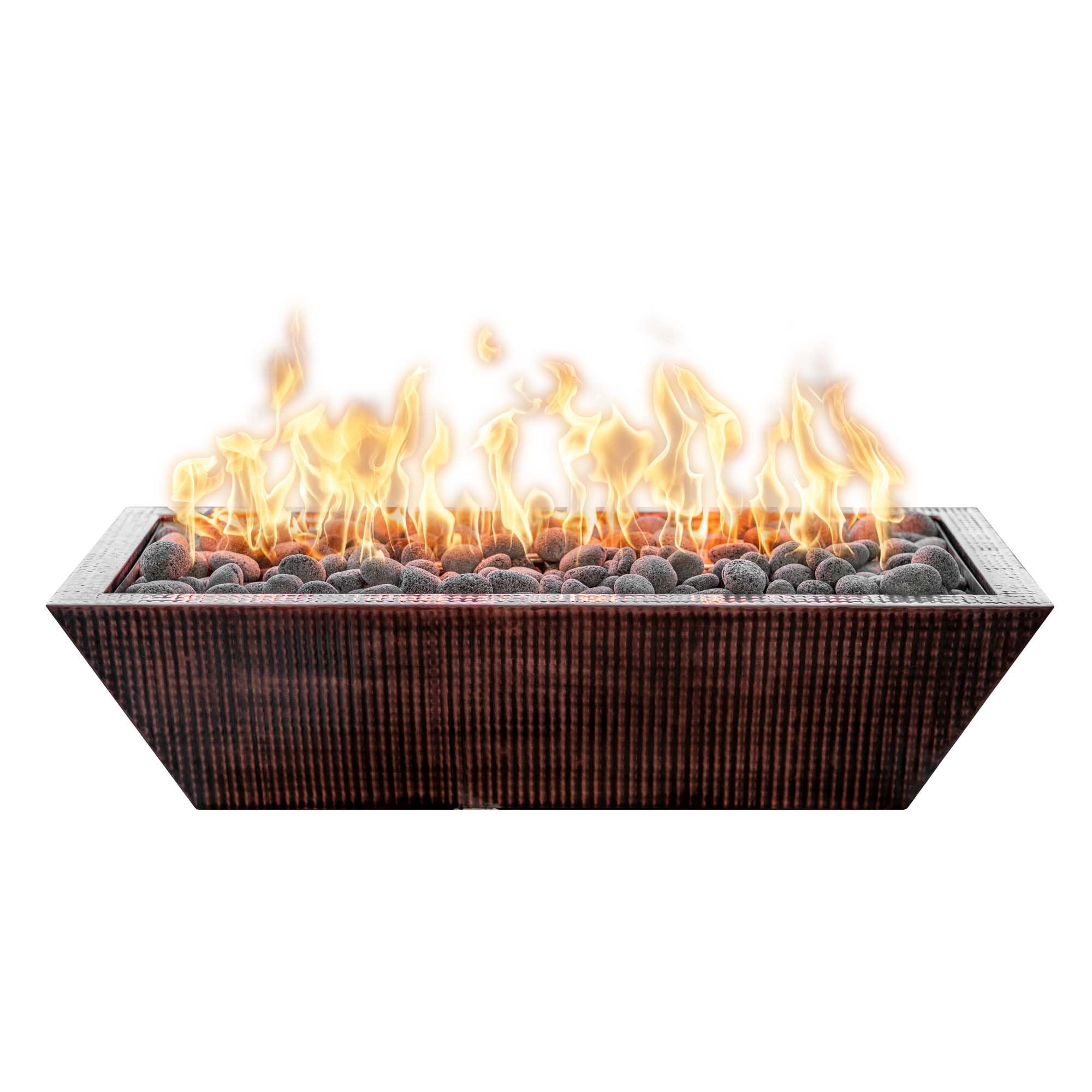 The Outdoor Plus Maya Hammered Copper Linear Fire Bowl