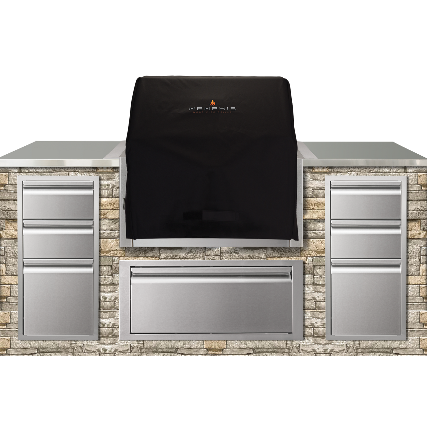 Memphis 30" Black Polyester Grill Cover for Elevate ITC2 Built-In Pellet Grill