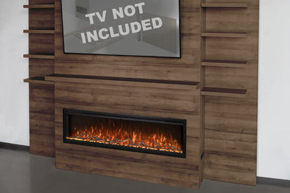 Modern Flames Allwood Fireplace Media Wall in Weathered Walnut | 60'' Spectrum Electric Fireplace